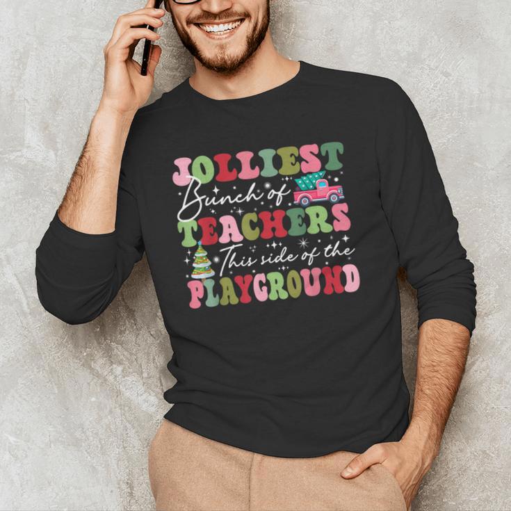 Jolliest Bunch Of Teachers This Side Of The Playground X-Mas Men's Long Sleeve T-Shirt, novelty gifts, funny gifts