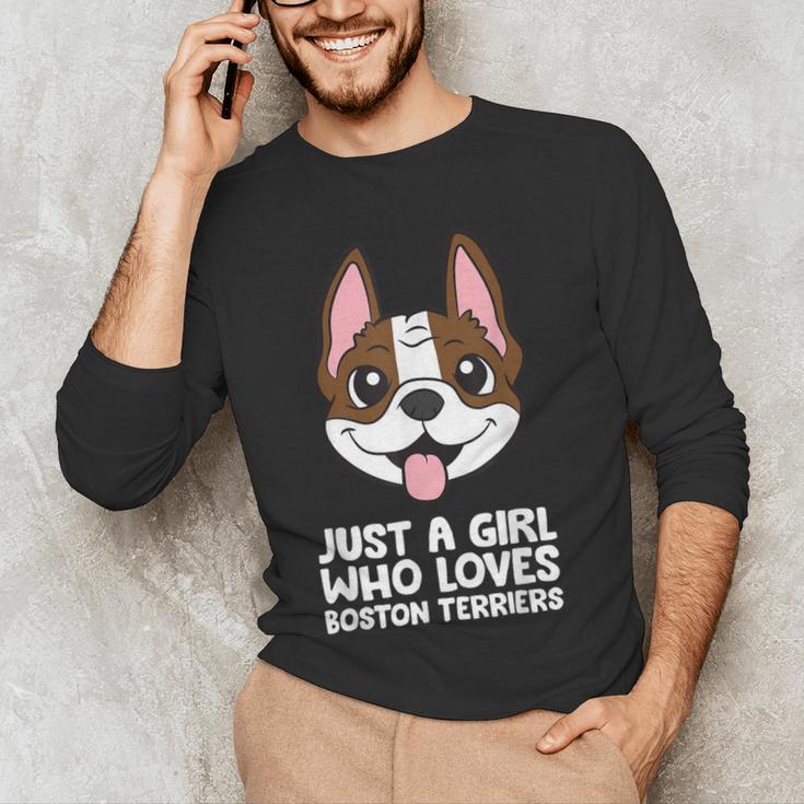 Just a Girl Who Loves Boston Terriers Men's Long Sleeve T-Shirt, novelty gifts, funny gifts