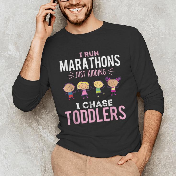 Just Kidding I Chase Toddlers Daycare Provider Nanny Teacher Men's Long Sleeve T-Shirt, novelty gifts, funny gifts Just Kidding I Chase Toddlers Daycare Provider Nanny Teacher Men's Long Sleeve T-Shirt, novelty gifts, funny gifts