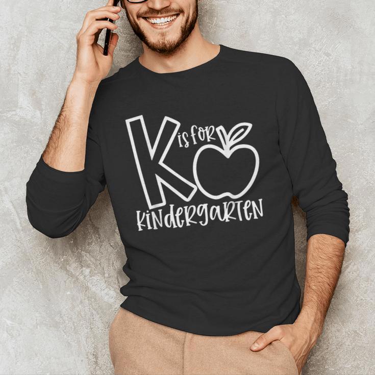 K Is For Kindergarten Kindergarten Teacher Men Women Girls Kids Men's Long Sleeve T-Shirt, novelty gifts, funny gifts