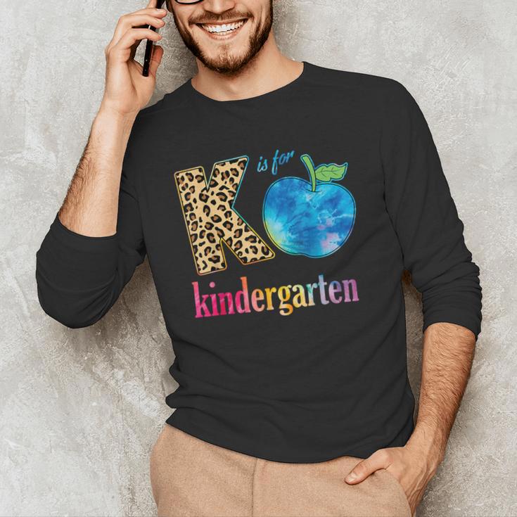 K Is For Kindergarten Teacher Tie Dye Back To School Kinder For Men Women Girls Kids Men's Long Sleeve T-Shirt, novelty gifts, funny gifts