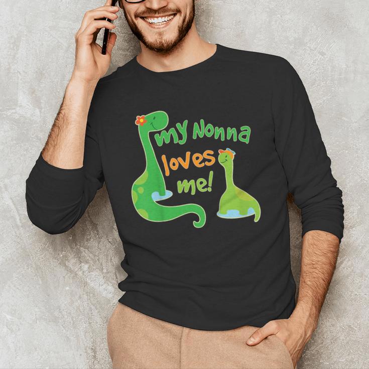 Kids My Nonna Loves Me Dinosaur Grandson Men's Long Sleeve T-Shirt, novelty gifts, funny gifts