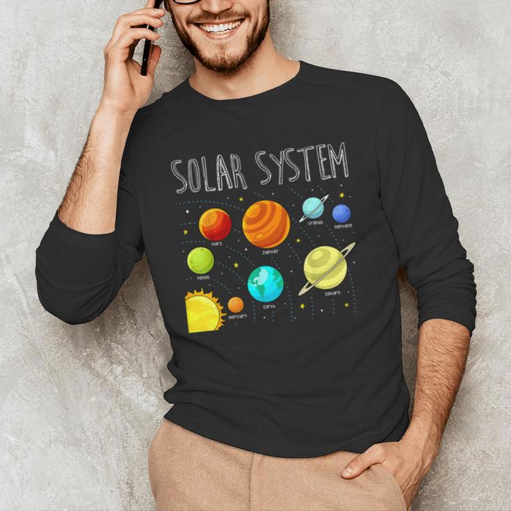 Kids Solar Systems Cute Planets Space Science Teacher School Men's Long Sleeve T-Shirt, novelty gifts, funny gifts
