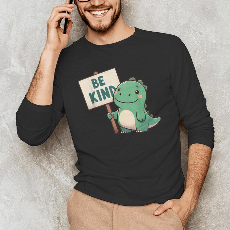 Be Kind Teacher Anti-Bullying Dino Kindness Women Men Boys Men's Long Sleeve T-Shirt, novelty gifts, funny gifts