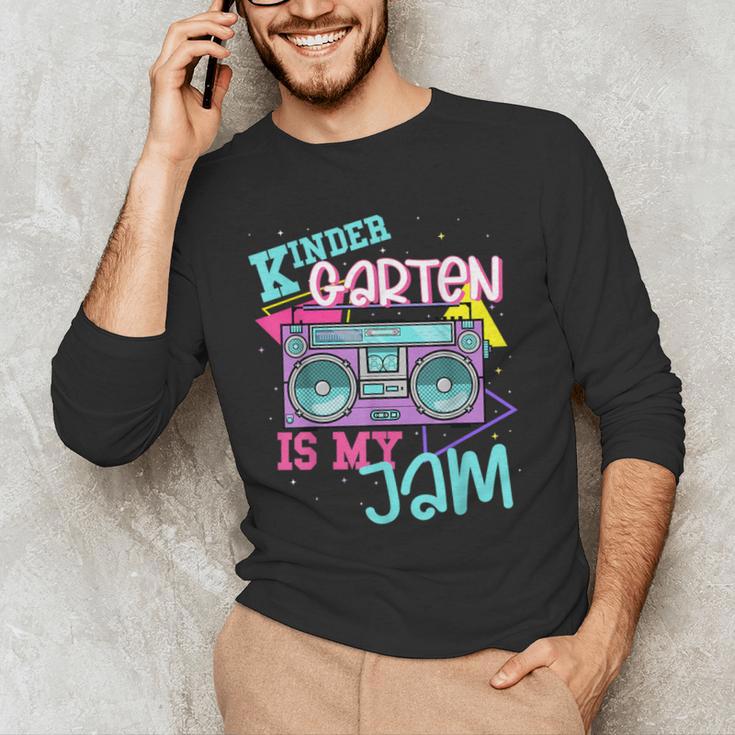 Kindergarten Is My Jam Cute Teacher Shirt 80's 90's Styl Men's Long Sleeve T-Shirt, novelty gifts, funny gifts Kindergarten Is My Jam Cute Teacher Shirt 80's 90's Styl Men's Long Sleeve T-Shirt, novelty gifts, funny gifts
