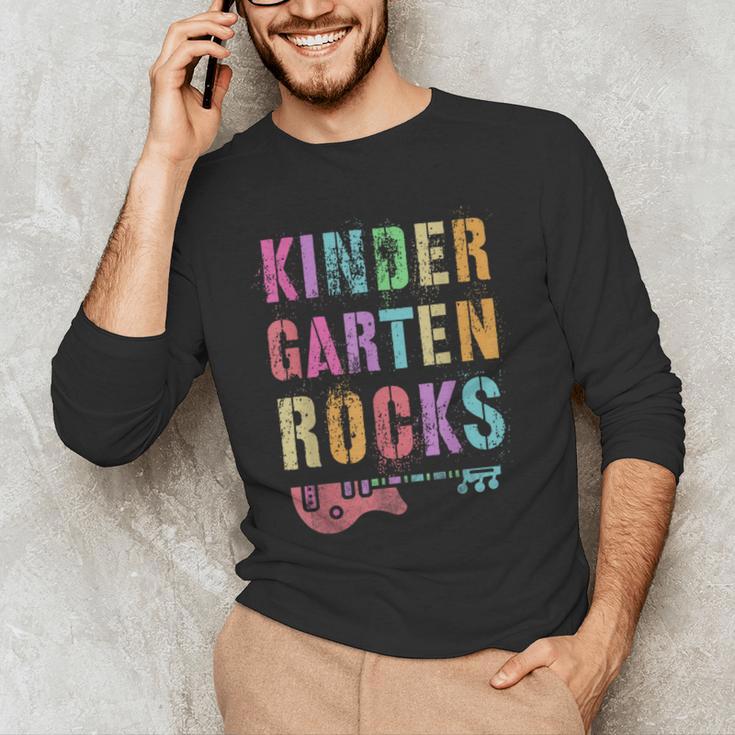 KINDERGARTEN ROCKS Teacher Crew Rock Star Kinder Team Men's Long Sleeve T-Shirt, novelty gifts, funny gifts KINDERGARTEN ROCKS Teacher Crew Rock Star Kinder Team Men's Long Sleeve T-Shirt, novelty gifts, funny gifts