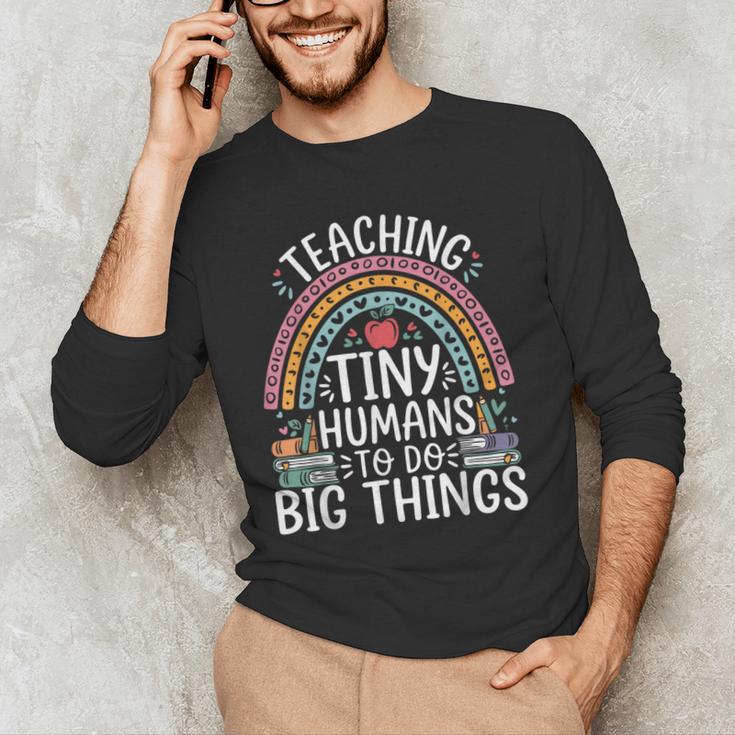 Kindergarten Teacher Tiny Humans Pre-School Teacher Men's Long Sleeve T-Shirt, novelty gifts, funny gifts