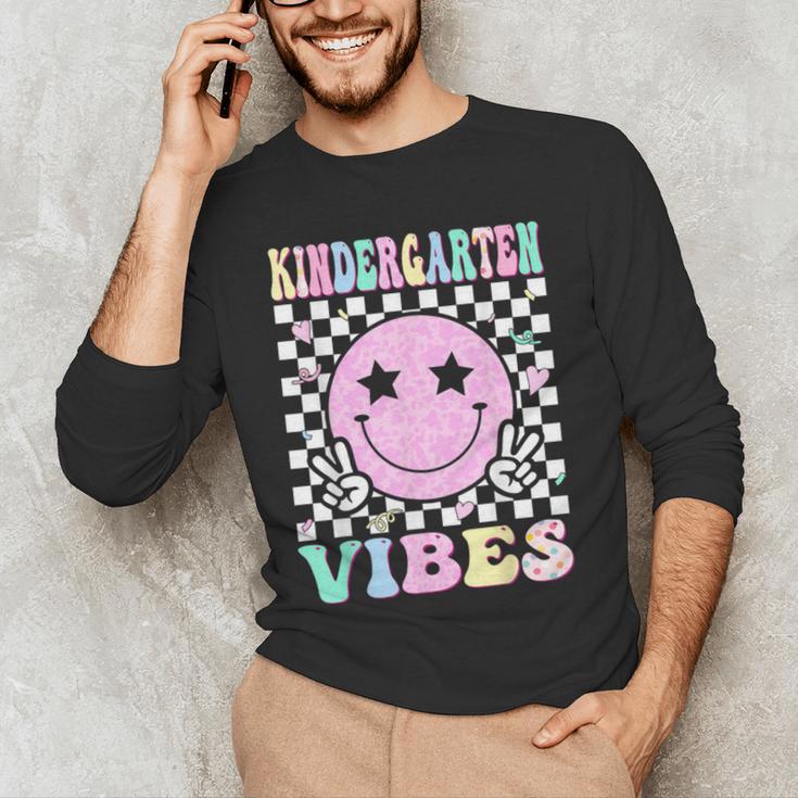 Kindergarten Vibes First Day Of School Kindergarten Teacher Men's Long Sleeve T-Shirt, novelty gifts, funny gifts Kindergarten Vibes First Day Of School Kindergarten Teacher Men's Long Sleeve T-Shirt, novelty gifts, funny gifts