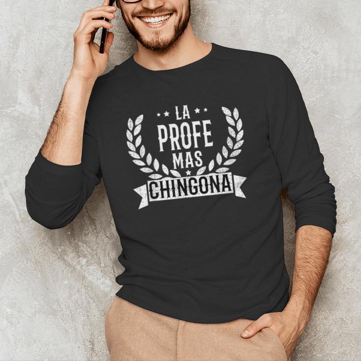 La Profe Mas Chingona Spanish Female Teacher Men's Long Sleeve T-Shirt, novelty gifts, funny gifts La Profe Mas Chingona Spanish Female Teacher Men's Long Sleeve T-Shirt, novelty gifts, funny gifts