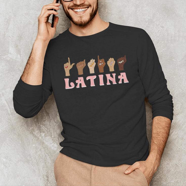Latina ASL American Sign Language Latina Power ASL Teacher Men's Long Sleeve T-Shirt, novelty gifts, funny gifts Latina ASL American Sign Language Latina Power ASL Teacher Men's Long Sleeve T-Shirt, novelty gifts, funny gifts