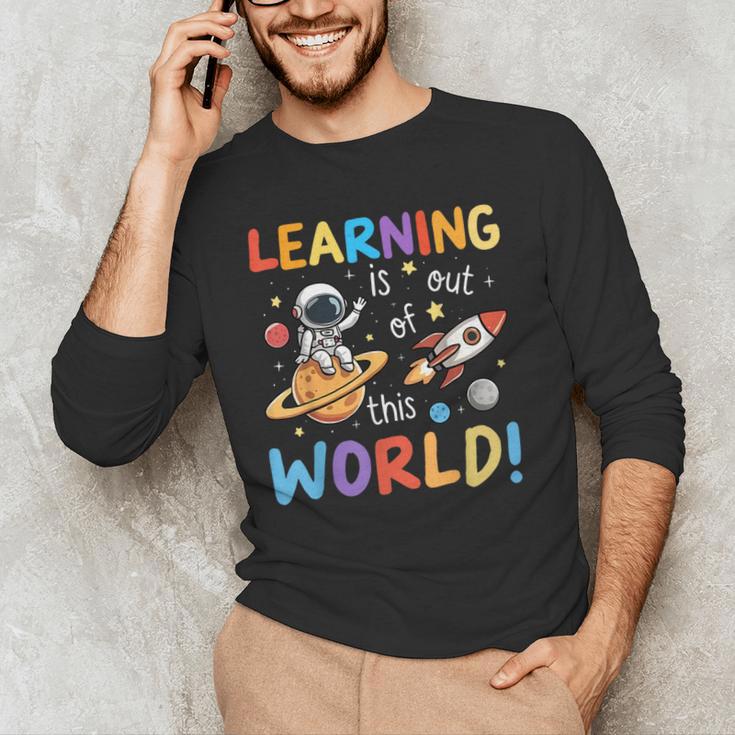 Learning Is Out Of This World Space Back To School Teacher Men's Long Sleeve T-Shirt, novelty gifts, funny gifts Learning Is Out Of This World Space Back To School Teacher Men's Long Sleeve T-Shirt, novelty gifts, funny gifts