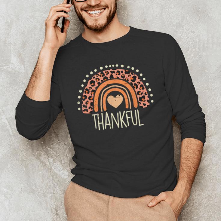Leopard Rainbow Thankful Thanksgiving Teacher Women Kids Men's Long Sleeve T-Shirt, novelty gifts, funny gifts Leopard Rainbow Thankful Thanksgiving Teacher Women Kids Men's Long Sleeve T-Shirt, novelty gifts, funny gifts
