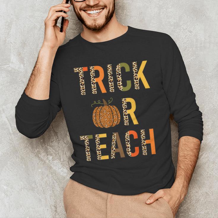 Leopard Trick Or Teach Halloween Teacher Costume Women Men's Long Sleeve T-Shirt, novelty gifts, funny gifts Leopard Trick Or Teach Halloween Teacher Costume Women Men's Long Sleeve T-Shirt, novelty gifts, funny gifts