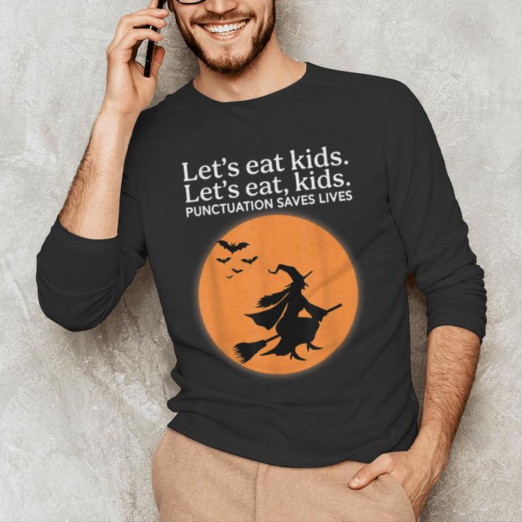 Let's Eat Kids Punctuation Saves Live Witch Grammar Teacher Men's Long Sleeve T-Shirt, novelty gifts, funny gifts Let's Eat Kids Punctuation Saves Live Witch Grammar Teacher Men's Long Sleeve T-Shirt, novelty gifts, funny gifts