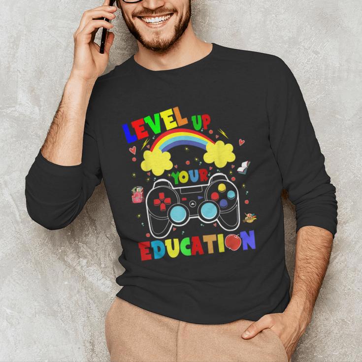 Level Up Your Education Gaming Inspired Teacher Gamers For Men Women Kids Men's Long Sleeve T-Shirt, novelty gifts, funny gifts