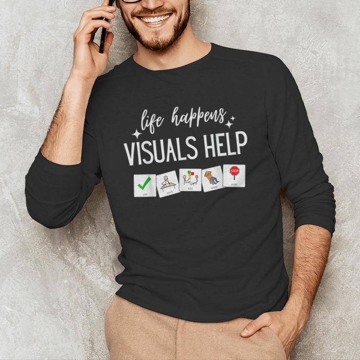 Life Happens Visuals Help Special Education Teacher Aide Men Women Men's Long Sleeve T-Shirt, novelty gifts, funny gifts Life Happens Visuals Help Special Education Teacher Aide Men Women Men's Long Sleeve T-Shirt, novelty gifts, funny gifts