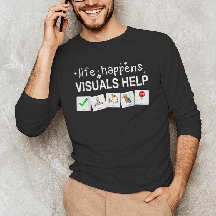 Life Happens Visuals Help Special Education Teacher Aide Men's Long Sleeve T-Shirt, novelty gifts, funny gifts Life Happens Visuals Help Special Education Teacher Aide Men's Long Sleeve T-Shirt, novelty gifts, funny gifts