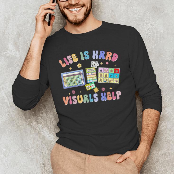 Life Is Hard Visuals Help Special Education Teacher SPED Men's Long Sleeve T-Shirt, novelty gifts, funny gifts