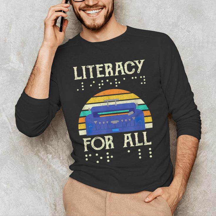 Literacy For All Visually Impaired Braille Teacher The Blind Men's Long Sleeve T-Shirt, novelty gifts, funny gifts Literacy For All Visually Impaired Braille Teacher The Blind Men's Long Sleeve T-Shirt, novelty gifts, funny gifts