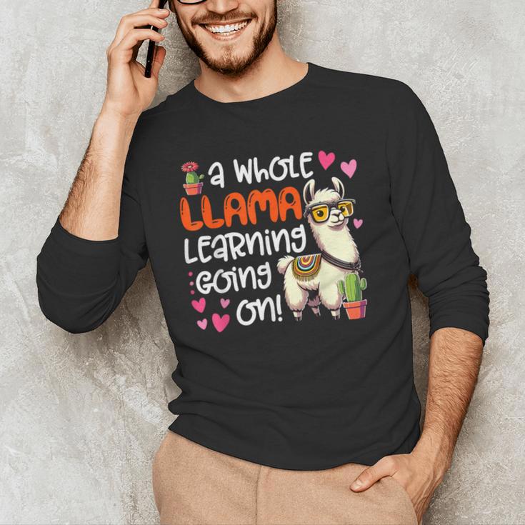 Llama Learning Teachers Students Alpaca Lover Back To School Men's Long Sleeve T-Shirt, novelty gifts, funny gifts Llama Learning Teachers Students Alpaca Lover Back To School Men's Long Sleeve T-Shirt, novelty gifts, funny gifts