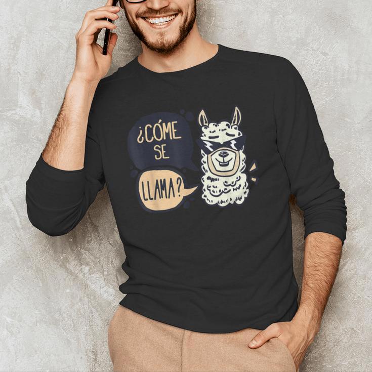 Llama Shirt English Teacher School Student ESL Joke Men's Long Sleeve T-Shirt, novelty gifts, funny gifts