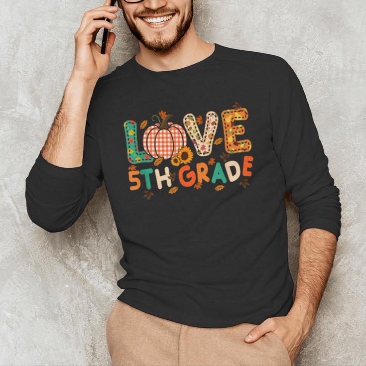 Love 5th Grade Thanksgiving Colorful Fall Leaves Teacher Men's Long Sleeve T-Shirt, novelty gifts, funny gifts