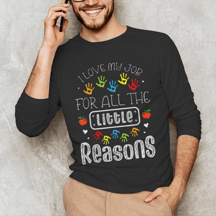 I Love My Job For All The Little Reasons Kid Daycare Teacher Men's Long Sleeve T-Shirt, novelty gifts, funny gifts I Love My Job For All The Little Reasons Kid Daycare Teacher Men's Long Sleeve T-Shirt, novelty gifts, funny gifts