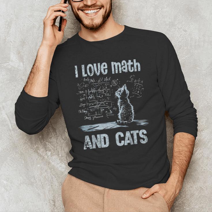 I Love Math And Cats Cat Lover Science Teacher Student Men's Long Sleeve T-Shirt, novelty gifts, funny gifts I Love Math And Cats Cat Lover Science Teacher Student Men's Long Sleeve T-Shirt, novelty gifts, funny gifts