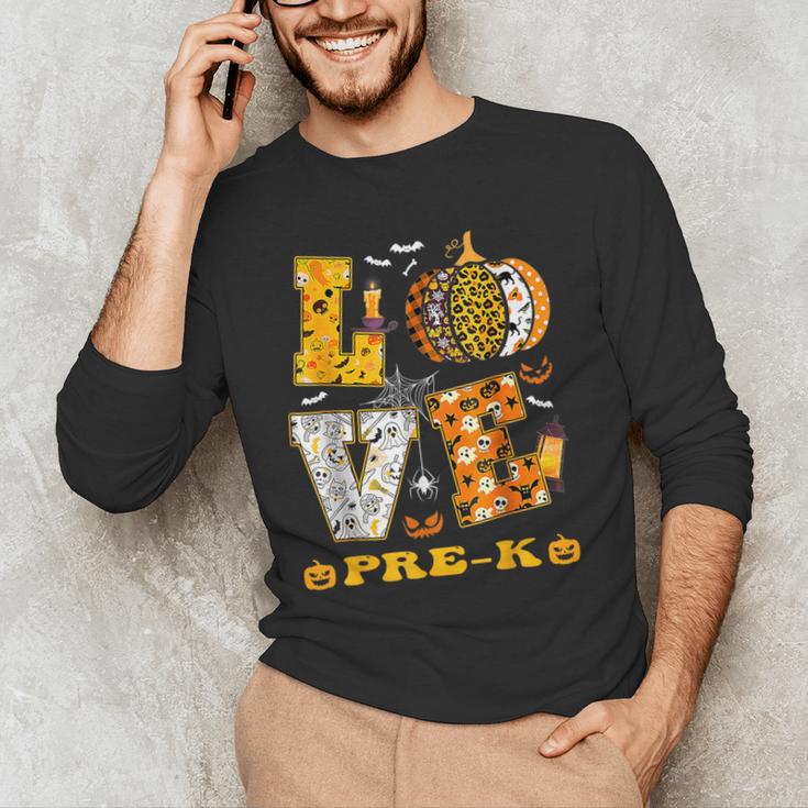 LOVE Pre-K Pumpkin Teacher Student Halloween Costume Men's Long Sleeve T-Shirt, novelty gifts, funny gifts LOVE Pre-K Pumpkin Teacher Student Halloween Costume Men's Long Sleeve T-Shirt, novelty gifts, funny gifts
