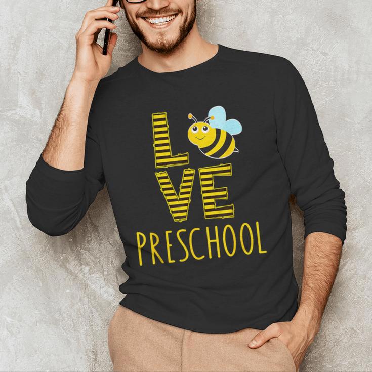 Love Preschool Back To School Yellow Bee Preschool Teacher For Men Women Girls Kids Men's Long Sleeve T-Shirt, novelty gifts, funny gifts