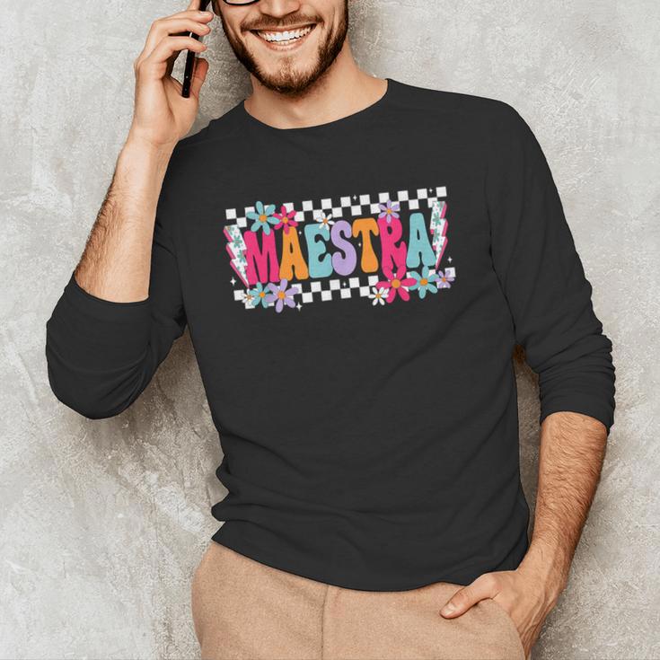 Maestra Teacher Spanish Back To School First Day Of School Men's Long Sleeve T-Shirt, novelty gifts, funny gifts Maestra Teacher Spanish Back To School First Day Of School Men's Long Sleeve T-Shirt, novelty gifts, funny gifts