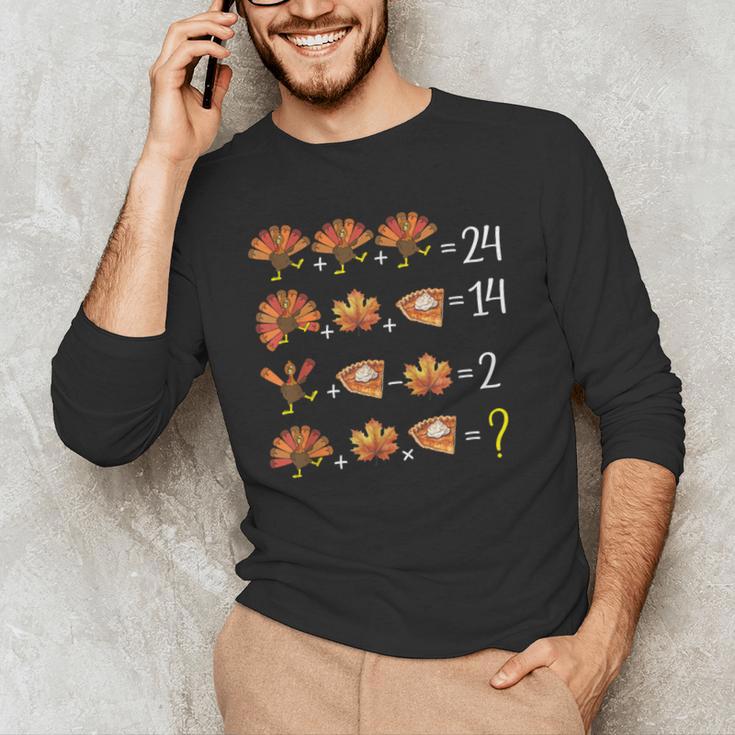 Math Number Thanksgiving Count Answer Pie Turkey Teacher Men's Long Sleeve T-Shirt, novelty gifts, funny gifts Math Number Thanksgiving Count Answer Pie Turkey Teacher Men's Long Sleeve T-Shirt, novelty gifts, funny gifts