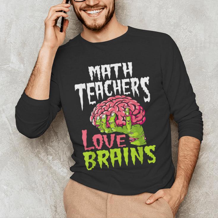 Math Teachers Love Brains Zombie Teacher School Halloween Men's Long Sleeve T-Shirt, novelty gifts, funny gifts Math Teachers Love Brains Zombie Teacher School Halloween Men's Long Sleeve T-Shirt, novelty gifts, funny gifts