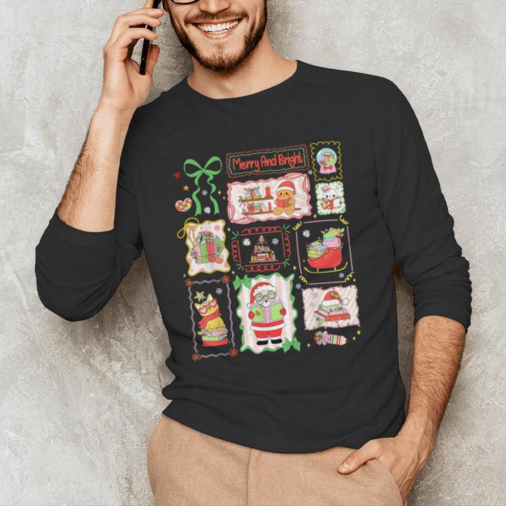 Merry And Bright Christmas Gingerbread Santa Book Teacher Men's Long Sleeve T-Shirt, novelty gifts, funny gifts Merry And Bright Christmas Gingerbread Santa Book Teacher Men's Long Sleeve T-Shirt, novelty gifts, funny gifts