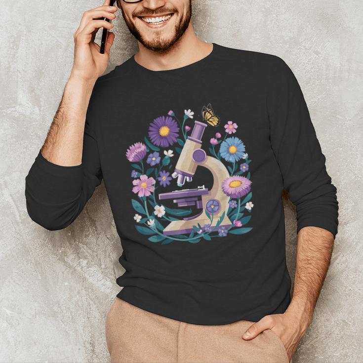 Microscope Flower Butterfly Biology Science Teacher Student Men's Long Sleeve T-Shirt, novelty gifts, funny gifts Microscope Flower Butterfly Biology Science Teacher Student Men's Long Sleeve T-Shirt, novelty gifts, funny gifts