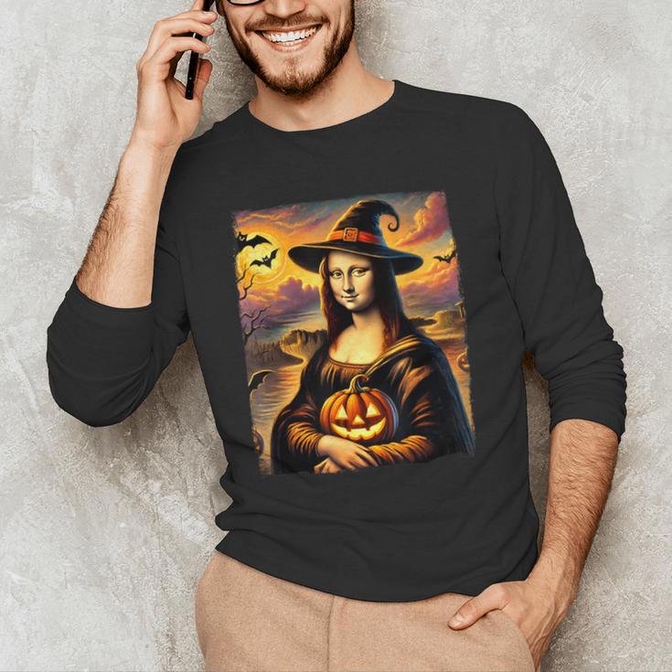 Mona Lisa Pumpkin Halloween Art Teacher Witchy Women Kids Men's Long Sleeve T-Shirt, novelty gifts, funny gifts Mona Lisa Pumpkin Halloween Art Teacher Witchy Women Kids Men's Long Sleeve T-Shirt, novelty gifts, funny gifts