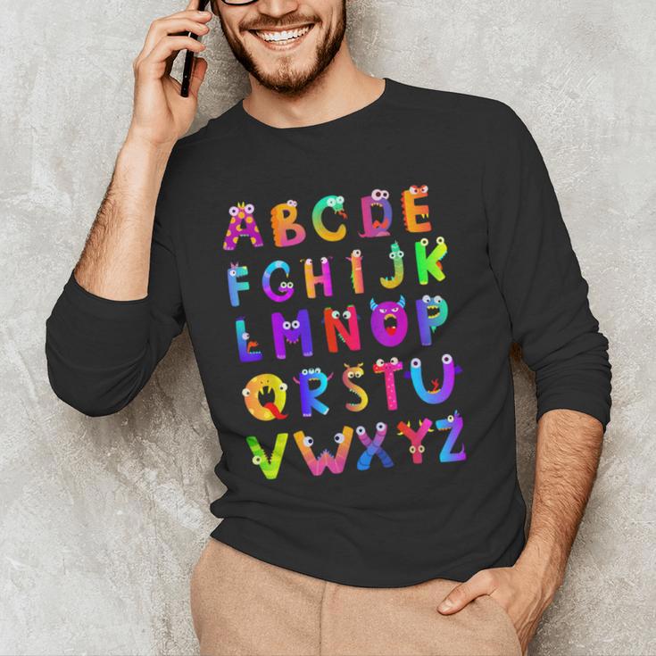 Monster ABC Cute Alphabet Halloween Teacher Costume Kids Men's Long Sleeve T-Shirt, novelty gifts, funny gifts Monster ABC Cute Alphabet Halloween Teacher Costume Kids Men's Long Sleeve T-Shirt, novelty gifts, funny gifts