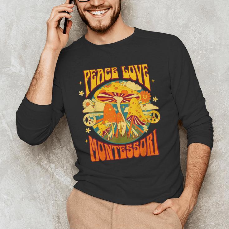 Montessori School Montessori Teacher Peace Love Montessori For Men Women Men's Long Sleeve T-Shirt, novelty gifts, funny gifts