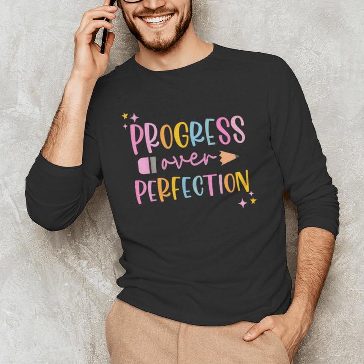 Motivational Progress Over Perfection Back To School Teacher Men's Long Sleeve T-Shirt, novelty gifts, funny gifts Motivational Progress Over Perfection Back To School Teacher Men's Long Sleeve T-Shirt, novelty gifts, funny gifts