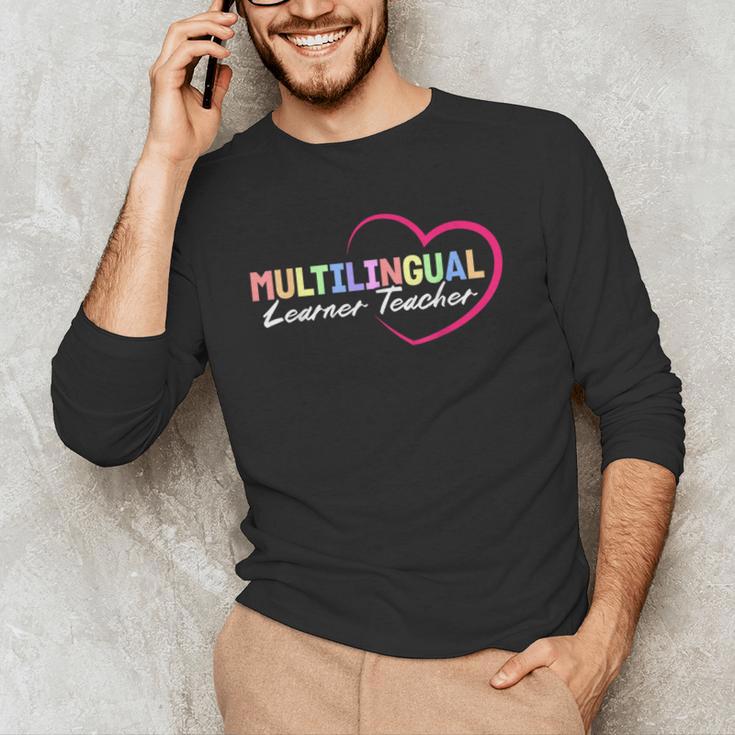 Multilingual Learner Teacher Heart Men's Long Sleeve T-Shirt, novelty gifts, funny gifts Multilingual Learner Teacher Heart Men's Long Sleeve T-Shirt, novelty gifts, funny gifts