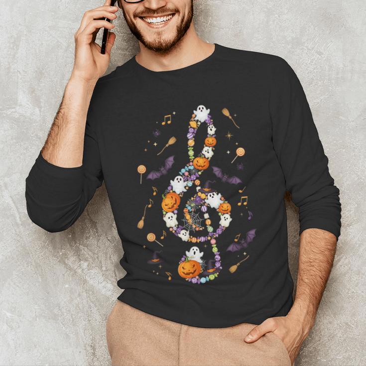 Music Note Symbol Halloween For Music Teacher Musicians Men's Long Sleeve T-Shirt, novelty gifts, funny gifts