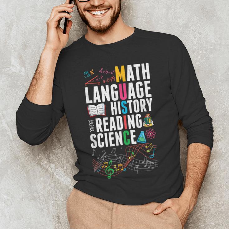 Music Teacher Music Math Language History Reading Science Men's Long Sleeve T-Shirt, novelty gifts, funny gifts Music Teacher Music Math Language History Reading Science Men's Long Sleeve T-Shirt, novelty gifts, funny gifts