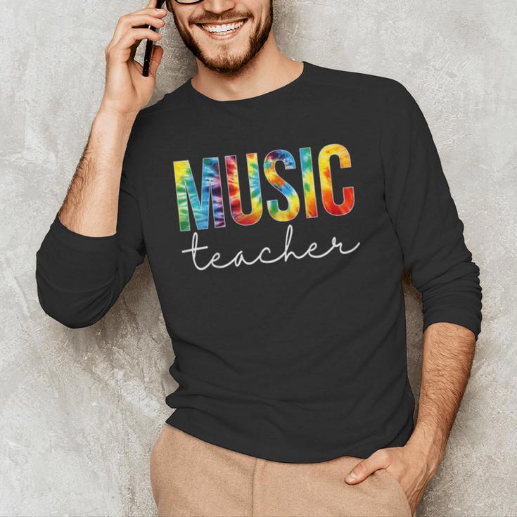 Music Teacher Tie Dye Appreciation Day Hello Back To School Men Women Men's Long Sleeve T-Shirt, novelty gifts, funny gifts