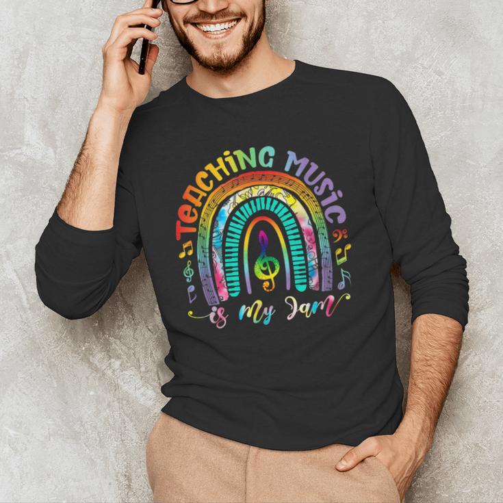 Musical Teacher Teaching Music Is My Jam Rainbow Tie Dye Men's Long Sleeve T-Shirt, novelty gifts, funny gifts