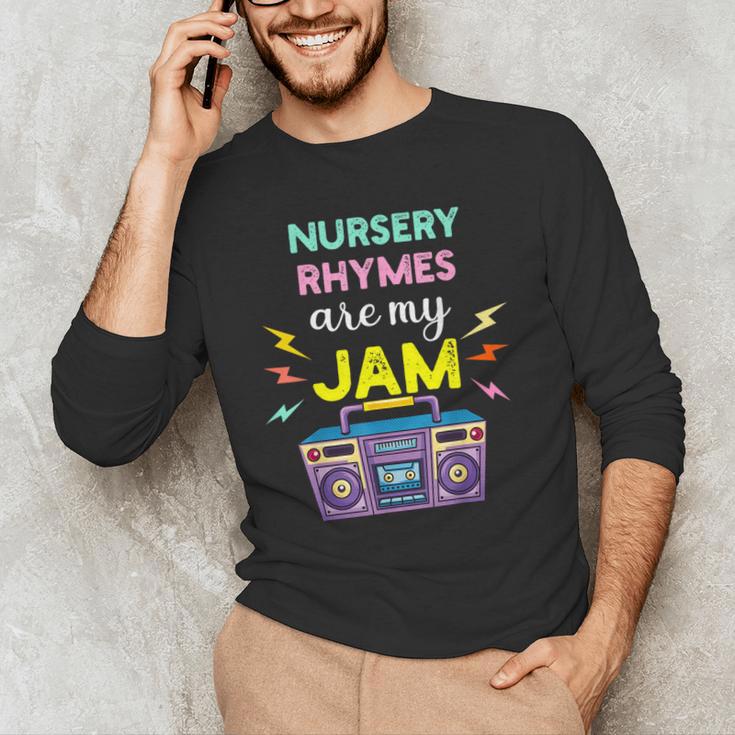Nursery Rhymes Are My Jam 80s Retro Teachers & Students Kids Men's Long Sleeve T-Shirt, novelty gifts, funny gifts Nursery Rhymes Are My Jam 80s Retro Teachers & Students Kids Men's Long Sleeve T-Shirt, novelty gifts, funny gifts
