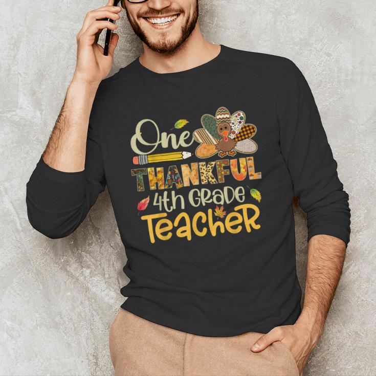 One Thankful 4th Grade Teacher Turkey Leopard Thanksgiving Men's Long Sleeve T-Shirt, novelty gifts, funny gifts One Thankful 4th Grade Teacher Turkey Leopard Thanksgiving Men's Long Sleeve T-Shirt, novelty gifts, funny gifts