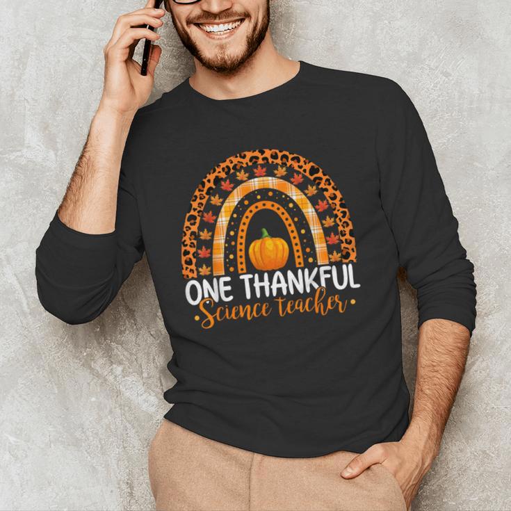 One Thankful Science Teacher Rainbow Boho Fall Thanksgiving Men's Long Sleeve T-Shirt, novelty gifts, funny gifts One Thankful Science Teacher Rainbow Boho Fall Thanksgiving Men's Long Sleeve T-Shirt, novelty gifts, funny gifts
