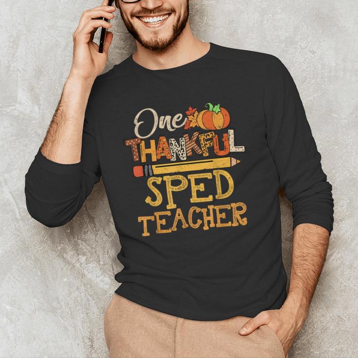 One Thankful Sped Teacher Cute Thanksgiving Women Men's Long Sleeve T-Shirt, novelty gifts, funny gifts