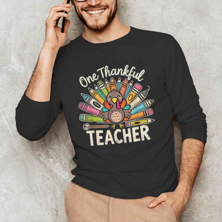 One Thankful Teacher Cute Thanksgiving Turkey School Men's Long Sleeve T-Shirt, novelty gifts, funny gifts One Thankful Teacher Cute Thanksgiving Turkey School Men's Long Sleeve T-Shirt, novelty gifts, funny gifts