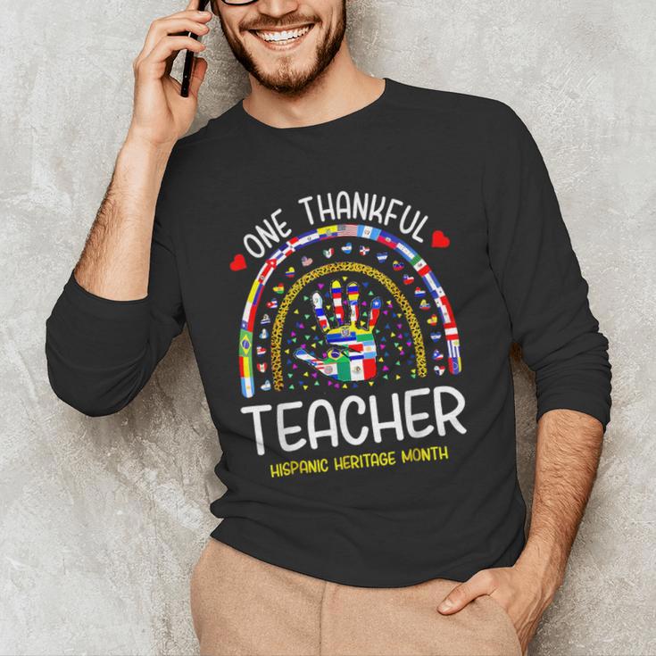 One Thankful Teacher Hispanic Heritage Month Countries Flags Men's Long Sleeve T-Shirt, novelty gifts, funny gifts